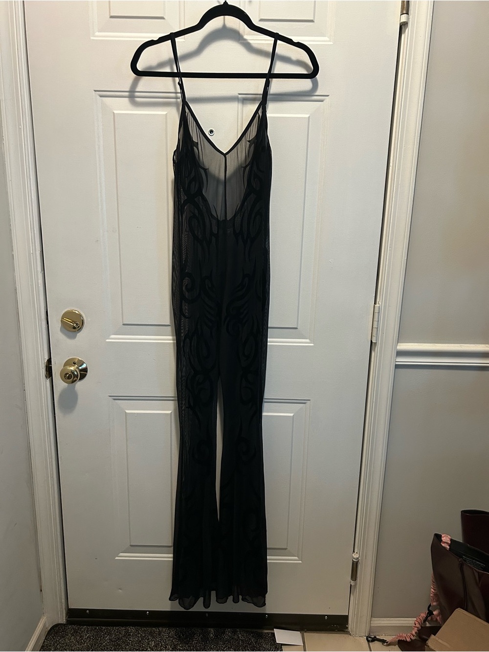 NWT Sold Out Dollskill SIN EATER CATSUIT by CLUB EXX Size L Sheer/Velvet